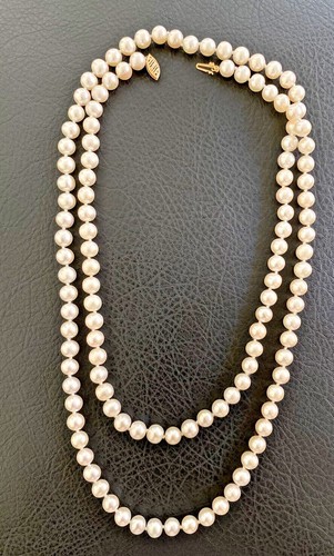 Designer FIC 14k Yellow Gold 36" Iridescent Gold 7mm Pearl Necklace - Picture 2 of 10