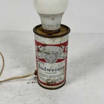 Vintage Budweiser BEER CAN LIGHT Electric Lamp with working Bulb
