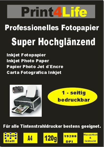 100 Blatt Premium Fotopapier Din A4 120 G/M² GläNzend Glossy Weiß Tintendrucker-image
