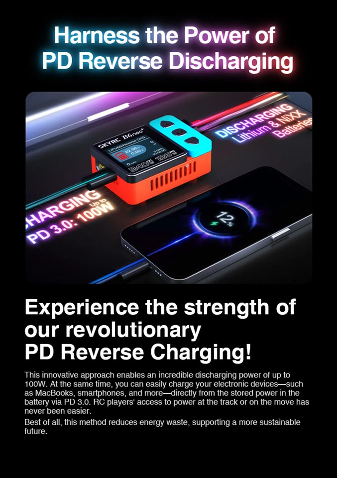 SKYRC B6neo+Cargador Inteligente DC240W PD126W para LiPo/LiFe/Lilon/Cargador de Equilibrio Foto 4 de 4