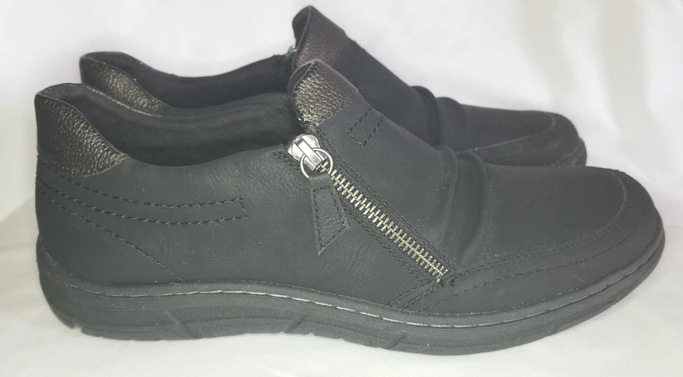 Spring Step Women's Juney Black Loafers Sz 42 US Sz 10.5-11 Side Zip Pull - Image 3 of 4