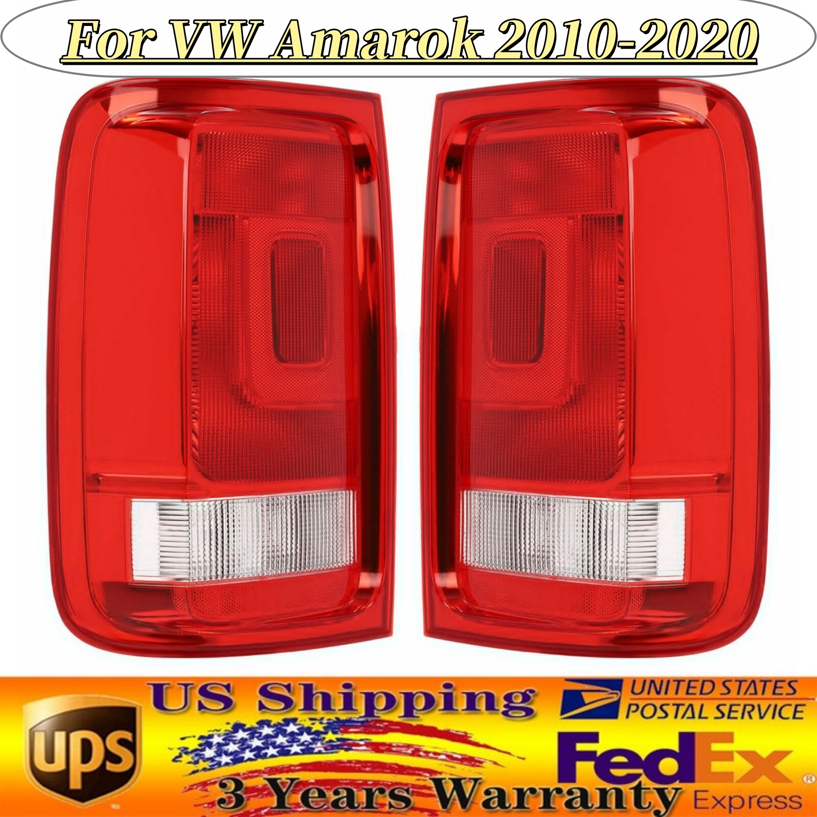 Tail Lights Assy For 2010-2020 VW Amarok Driver+Passenger Side Brake Rear Lamps