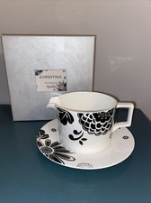 Spode Christina Gravy Boat And Underplate Black Flowers 16 OZ