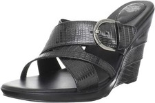 Harley Davidson Womens DIANNA Wedge Platform Sandals Black Leather