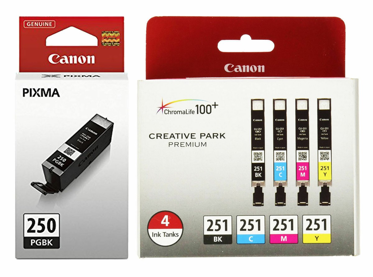Genuine Canon PGI-250 CLI-251 Ink Cartridge Set Of 5 - OEM, New But Open Box