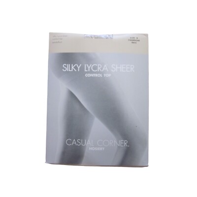 NWT CASUAL CORNER Champagne Silky Sheer Control Top Pantyhose Hosiery Sz B