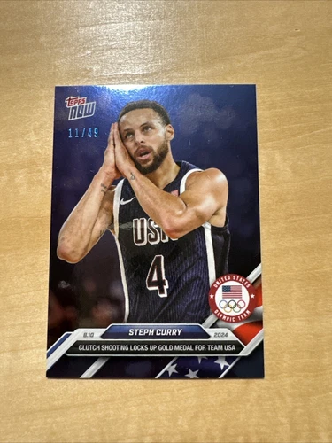 2024 PARIS OLYMPICS TOPPS NOW 27  STEPH CURRY GOLD MEDAL BASKETBALL BLUE /49