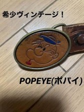 POPEYE genuine Leather Embossed belt Vintage Belt Buckle