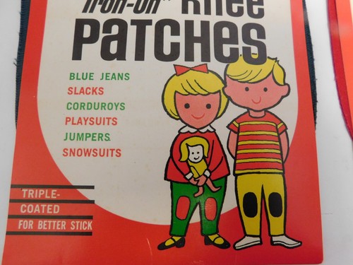 3 Pair Vtg NOS Twill Scovill Smith Iron-On Knee Patches S670 Red, Brown, &Navy ? - Picture 13 of 16