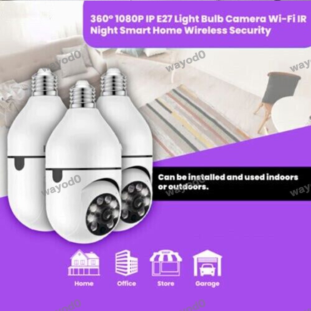 Wireless Security 360° 1080P IP E27 Light Bulb Camera WiFi IR Night