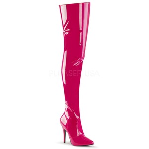 pink patent thigh high boots