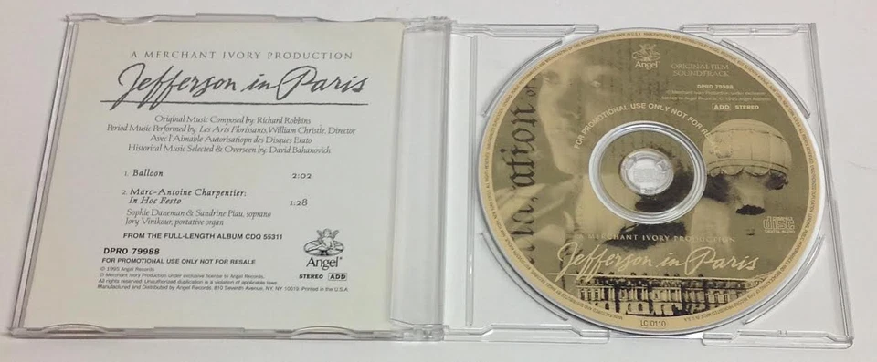Jefferson In Paris: Original Film Soundtrack - Richard Robbins - 2 Promo Tracks Foto 3 de 4
