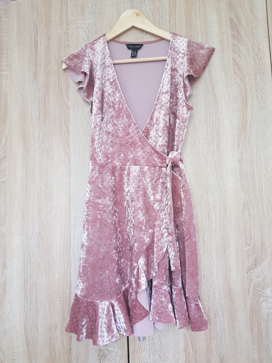 Pink studded velvet short New Look size dress UK