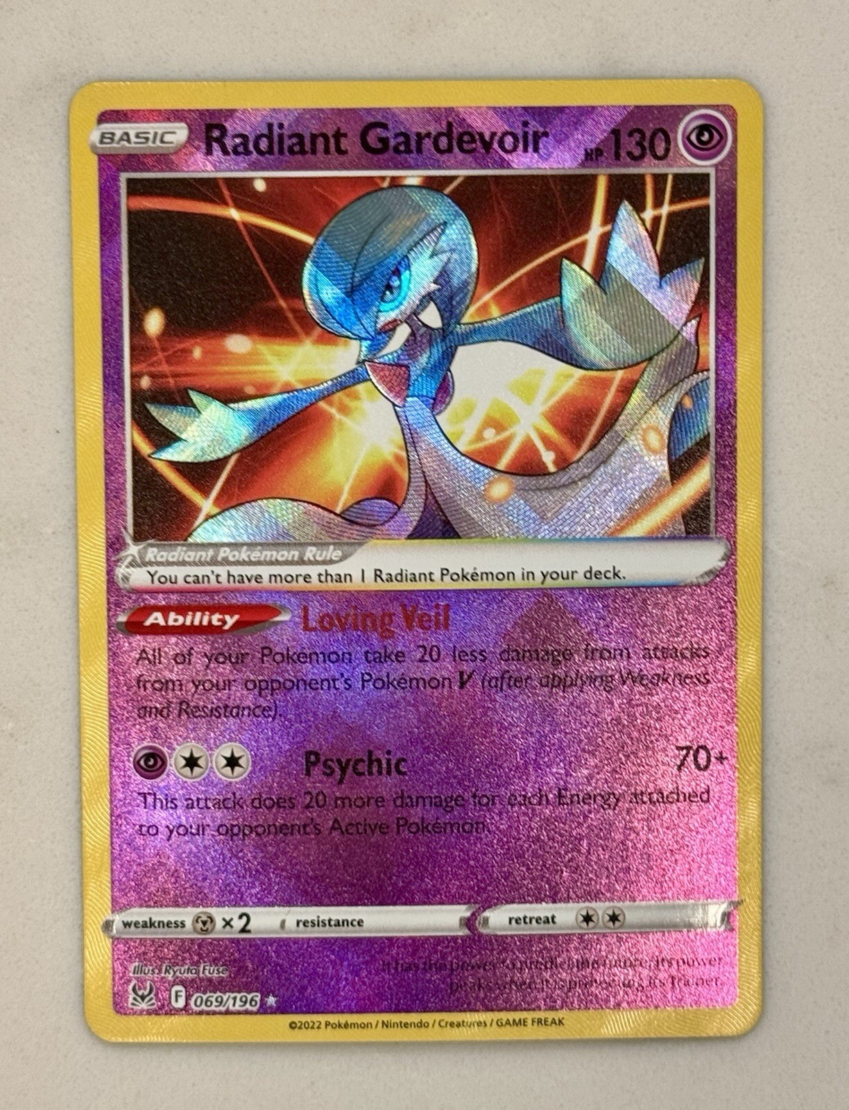 Radiant Gardevoir 069/196 Lost Origin Ultra Rare Holo Pokemon TCG Card NM/MINT