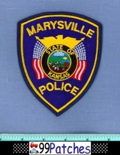 MARYSVILLE KANSAS Police Shoulder Patch STATE SEAL US FLAG 5C