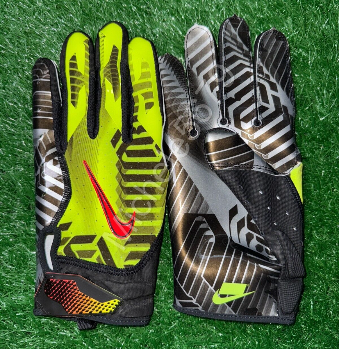 Nike NFL OBJ PE Vapor Jet 6.0 Football Gloves Silver Neon Yellow