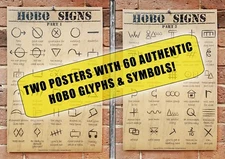 2pc. Hobo Signs Poster Set - Authentic, Historic  Hobo Glyphs and Symbols