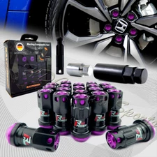 20PCS Black/Purple Aluminum Close End Heavy Wheel Lug Nuts+Socket Key M12x1.25mm