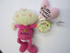 Pink Baby Girl Little Princess on Board Car Window Babys Teddy with Rattle Bell