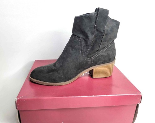 Women's Merona Size 8.5 Sawyer Suede Ankle Boots Smoke ~ Black Model 096 10 1279 - Picture 4 of 12