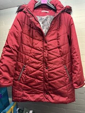 Clyde Womens  Quilted Faux Fur Hooded Jacket Red Euro Size 44