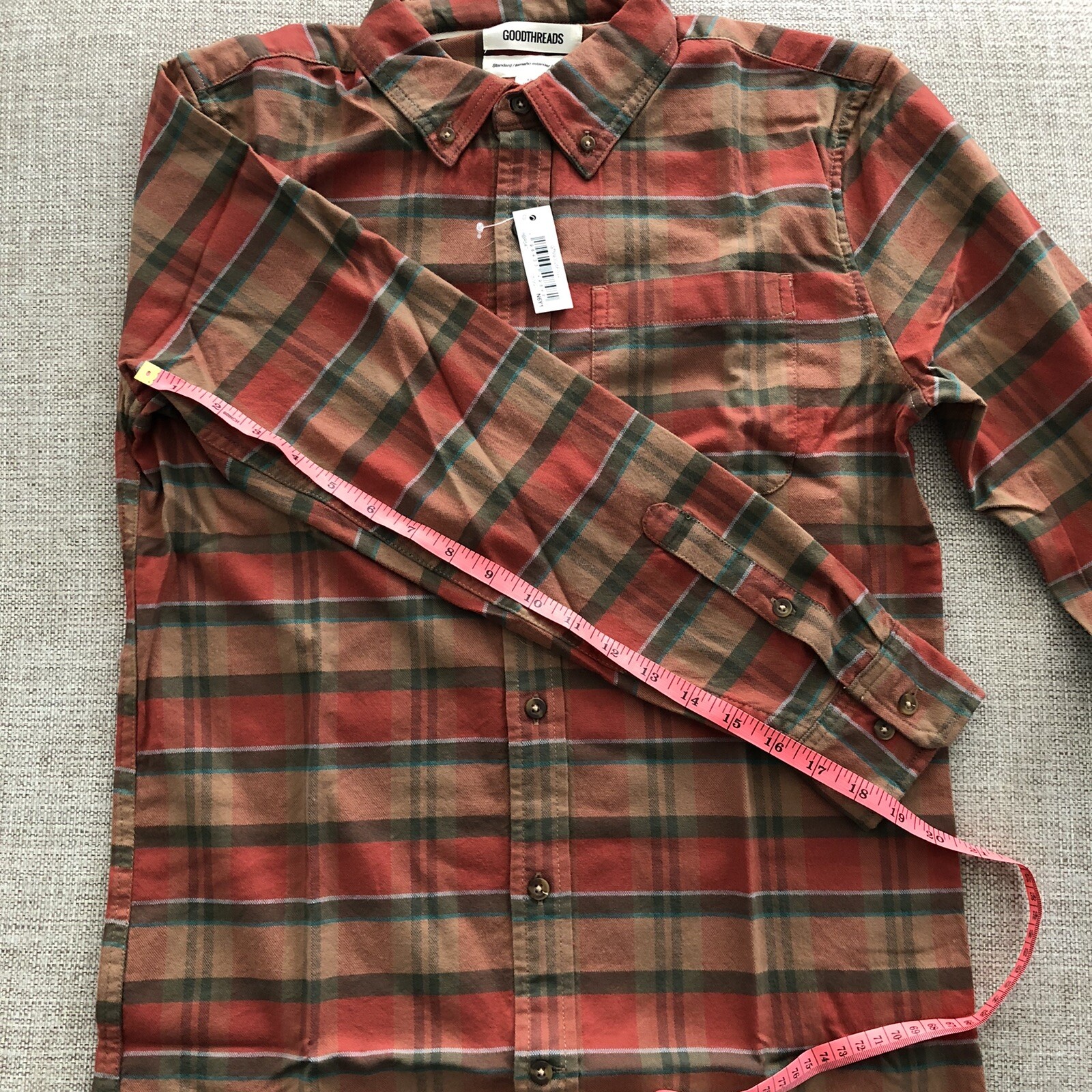 Goodthreads Men&rsquo;s Long Sleeve Flannel Shirt Men&rsquo;s Size XS Plaid