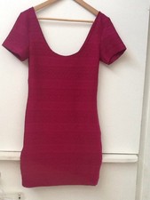 New FOREVER 21 Magenta Fuchsia Pink Short Sleeve Scoop Neck Dress Sz S Small NWT