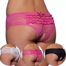 Floral Briefs Underwear Lingerie G-string Panties Women's Crotchles Thongs Lace