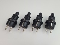 4X Schuko Stecker Gummi Schwarz Schutzkontakt Stecker SpritzwassergeschüTzt IP44