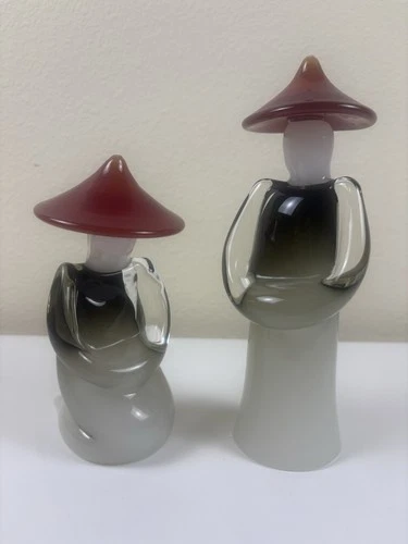 Rare Murano Glass Figurines Mid Century Art Glass Signed