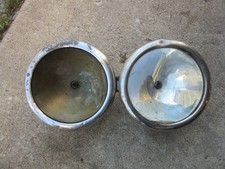 Antique Vintage 1910s 1920s Headlights Lamps Pair - 1 Lens Missing - Car Truck