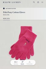 Ralph Lauren Polo Girls Pink Gloves Size 4-7 New with Tags