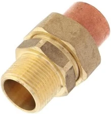 0.5" LF Brass Pipe Union, C x MIP Connection Fitting with Copper Sockets