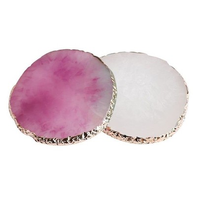 2 Pcs Resin Nail Art Palette, Nails Art Painting Mixed Color Palettes Gold Edge