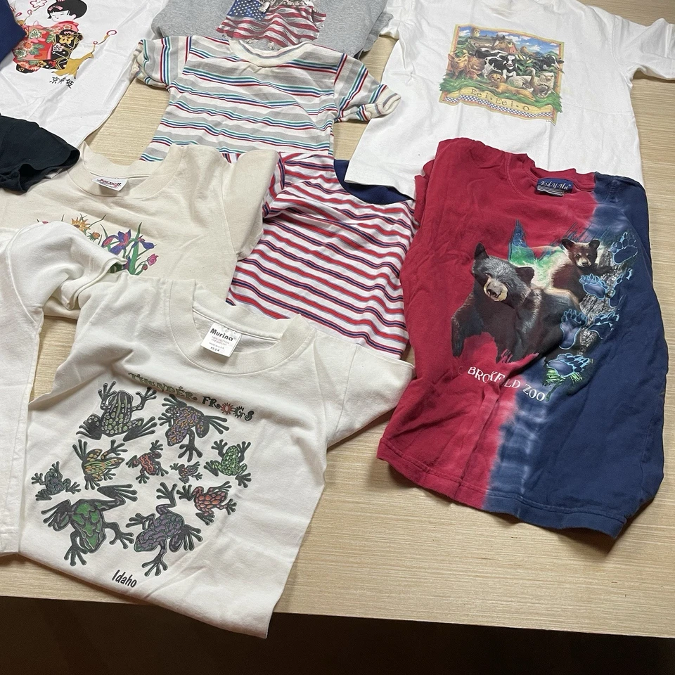 Lote Ropa Bebé Niño Vintage Años 80 90 Prendas para el torso Camisetas Gráfico Healthtex Foto 2 de 4