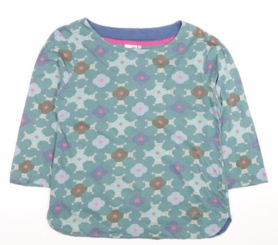 Weird Fish Damen grün Blumenmuster 3/4 Ärmel Baumwolle T-Shirt Größe 12