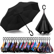 49/56 Inch Inverted Reverse Upside Down Umbrella, Extra Large Double Canopy V...