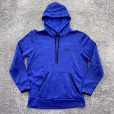 Under Armour Hoodie Mens Small Fleece Twist Blue Coldgear Pullover 1357086