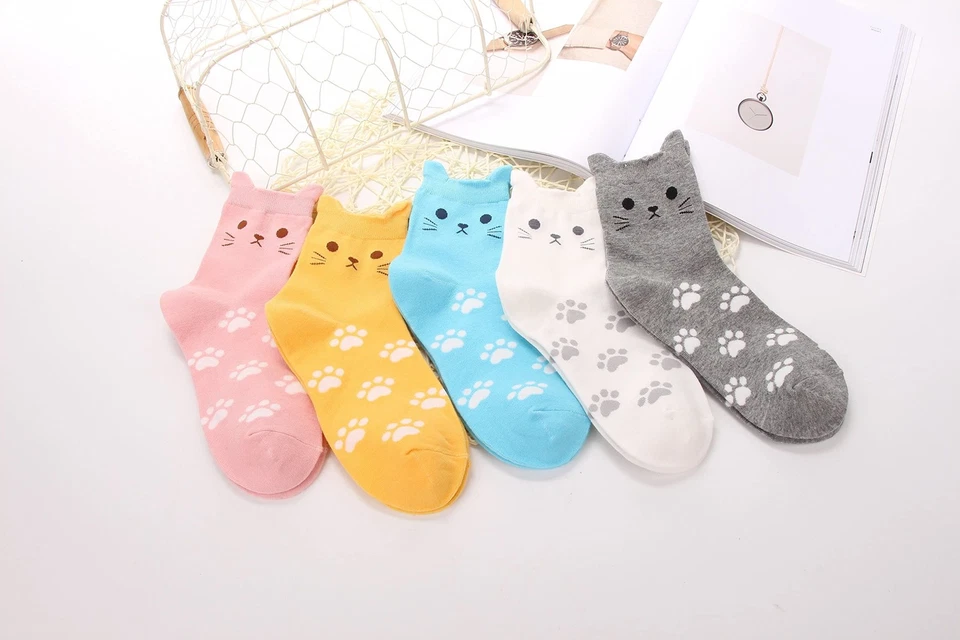 Jeasona Women's Cat Socks Cat Gifts Cute Animal Socks Dog Owl Gifts for Women - Image 2 of 4
