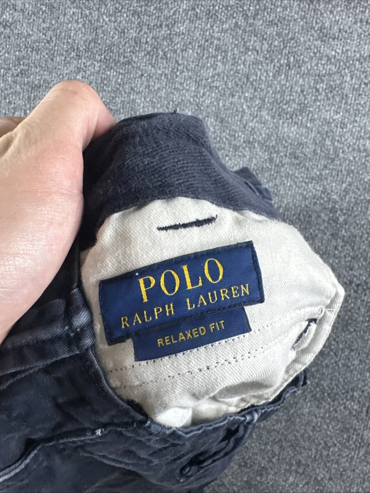 Polo Ralph Lauren Shorts Mens 33 Navy Blue Cargo Pocket Cotton Chino Baggy 10” - Image 3 of 4