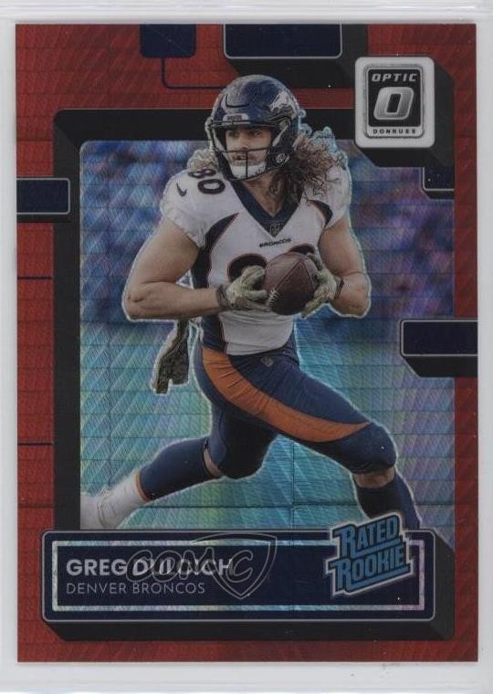 2022 Panini Donruss Optic Rated Red Hyper Prizm Greg Dulcich #288 Rookie RC 0ba8