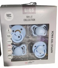 BIBS Try-It Collection Baby Blue Nipple Try Pack - 4 Different Pacifiers