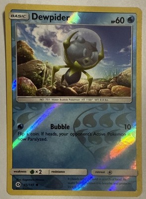 Dewpider 45/149 Sun & Moon Pokemon Reverse Holo Foil Rare Near Mint