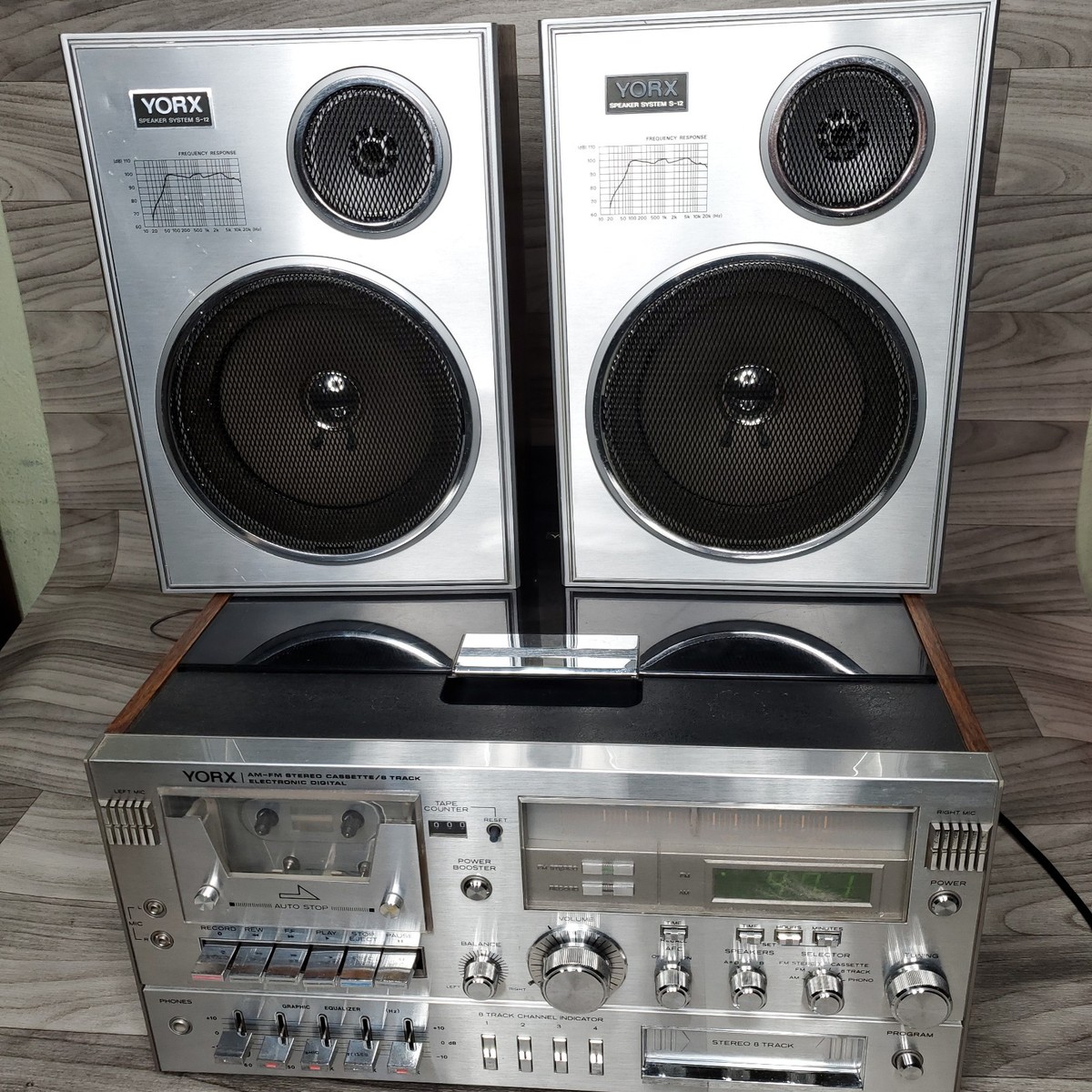 YORX Model M2681 Stereo Cassette /8 Track Receiver W/ S-12