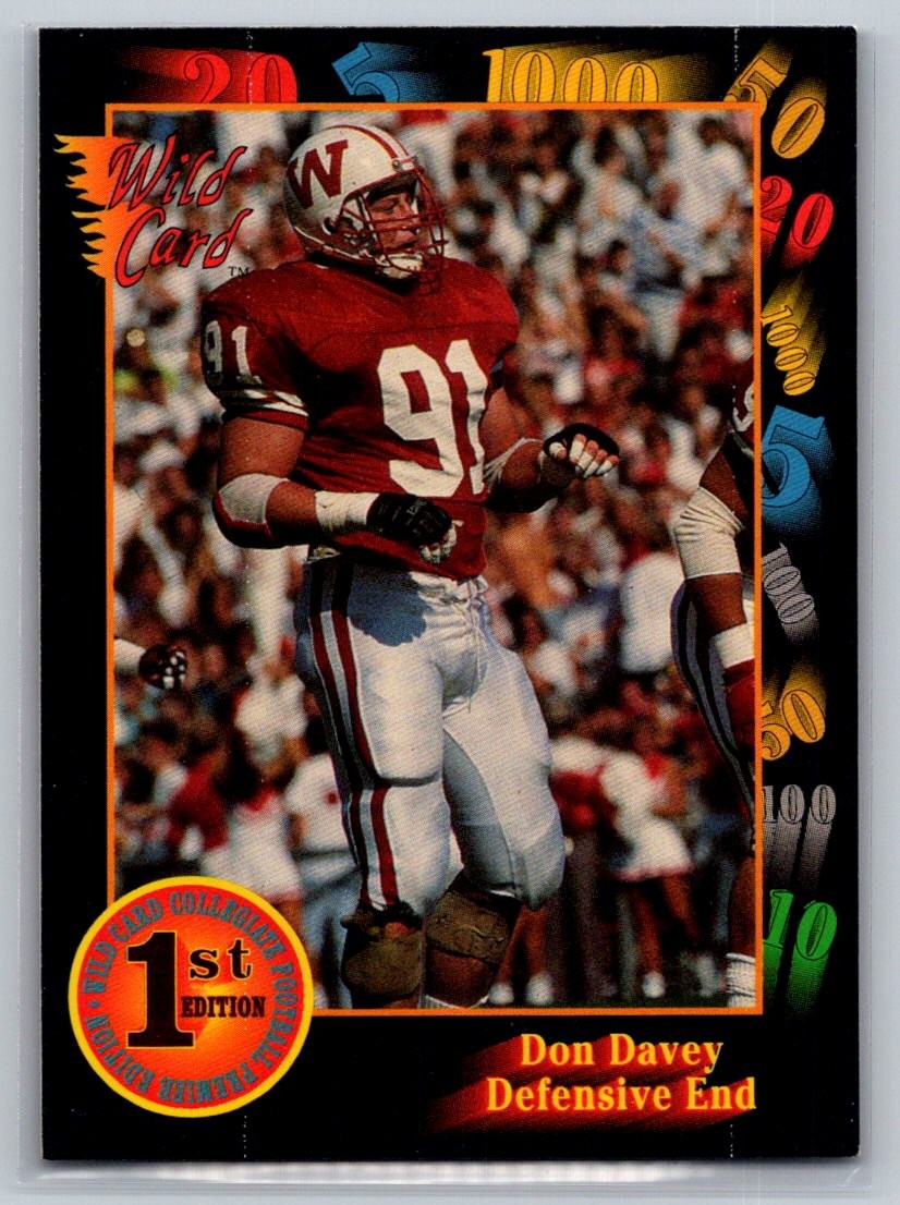 Don Davey 1991 Wild Card Draft #21 Wisconsin Badgers - Free Shipping