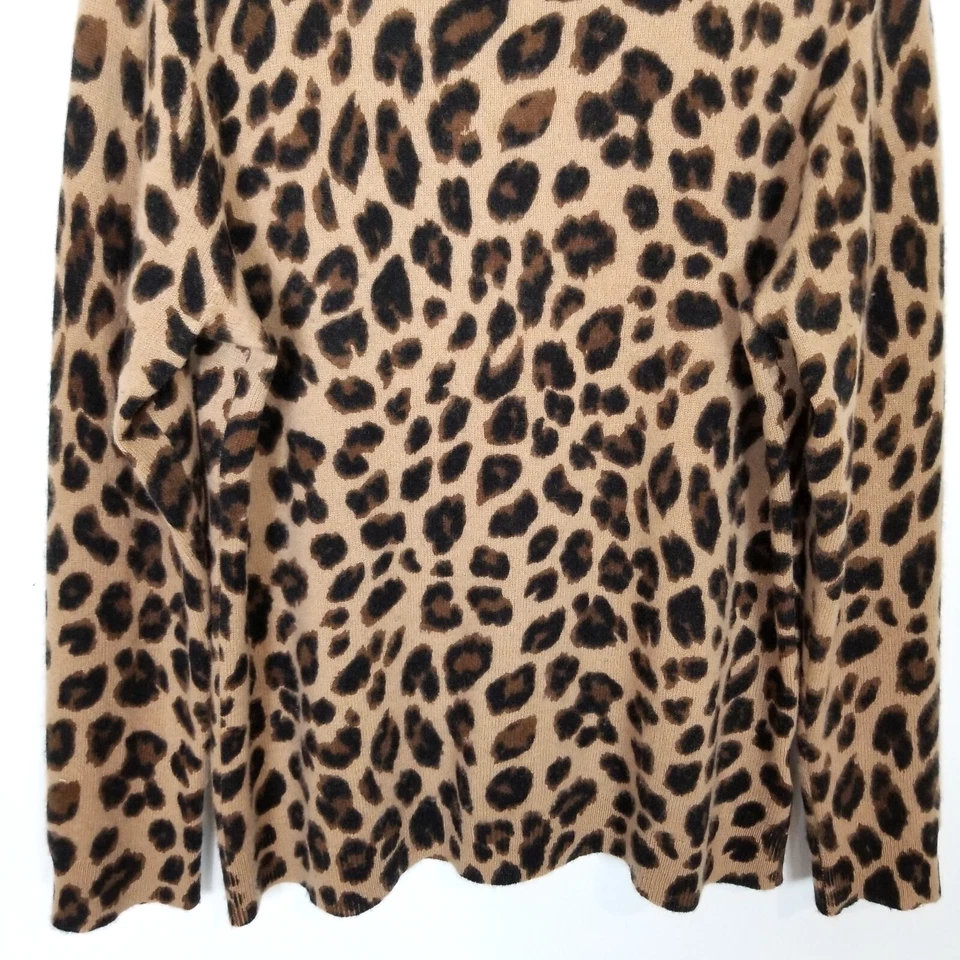 Suéter Charter Club Mujer 100% Cachemira Estampado Animal Talla L Marrón Pullover Acogedor Foto 3 de 4