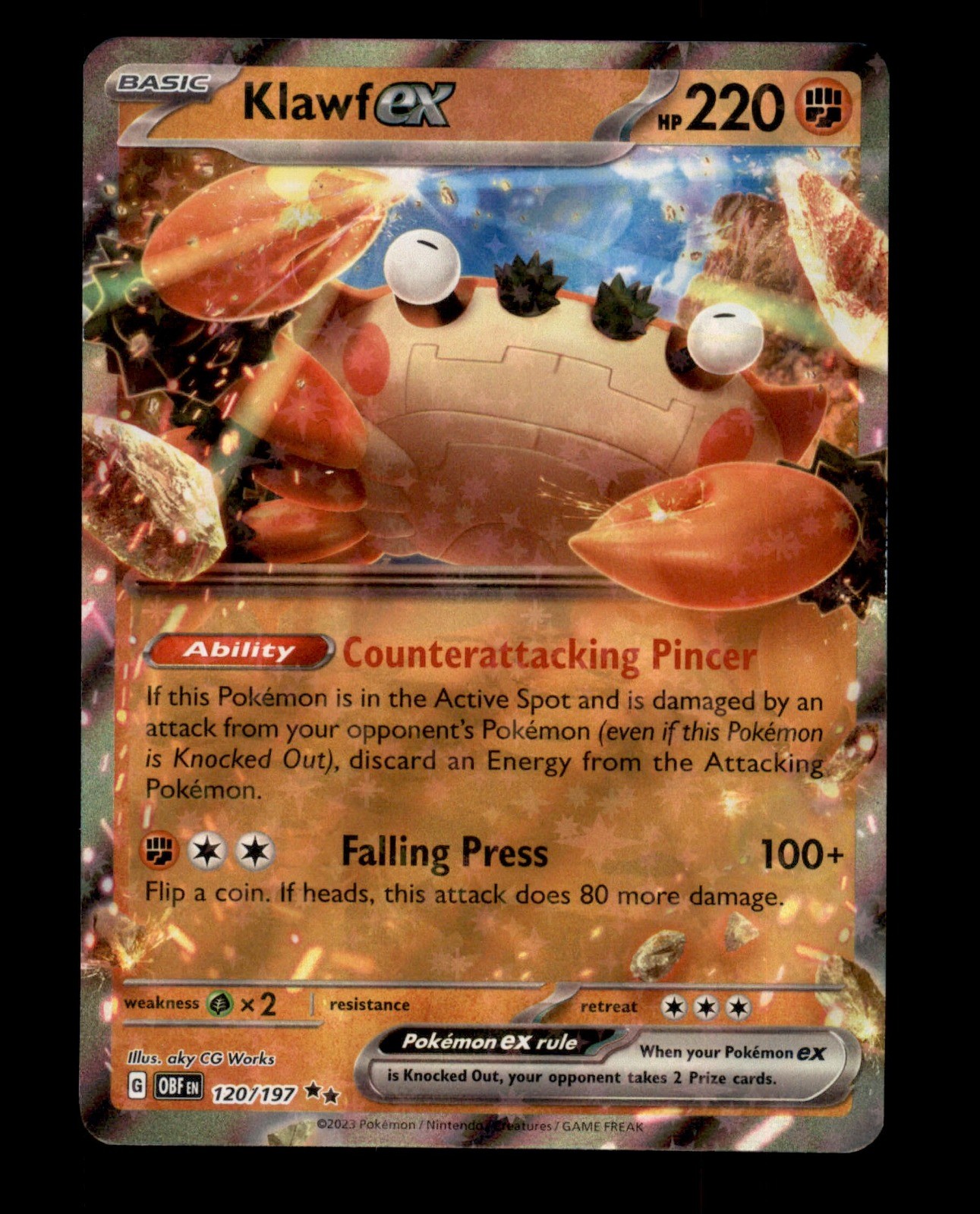 Klawf ex 120/197 Holo - Pokemon SV03: Obsidian Flames