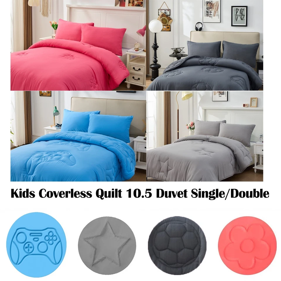 BRILLARS Kids Coverless Quilt Duvet 10.5 TOG Pillowcase Quilted Bedding Set Single Double