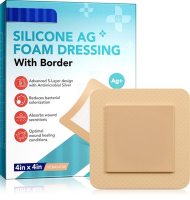 Silicone Foam Dressing 4x4 Waterproof Adhesive Wound Dressing Bed Sore 5 Pack