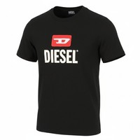 Diesel T-Diego New D Logo Herren T-Shirt 2XL Schwarz Rundhals Kurzarm